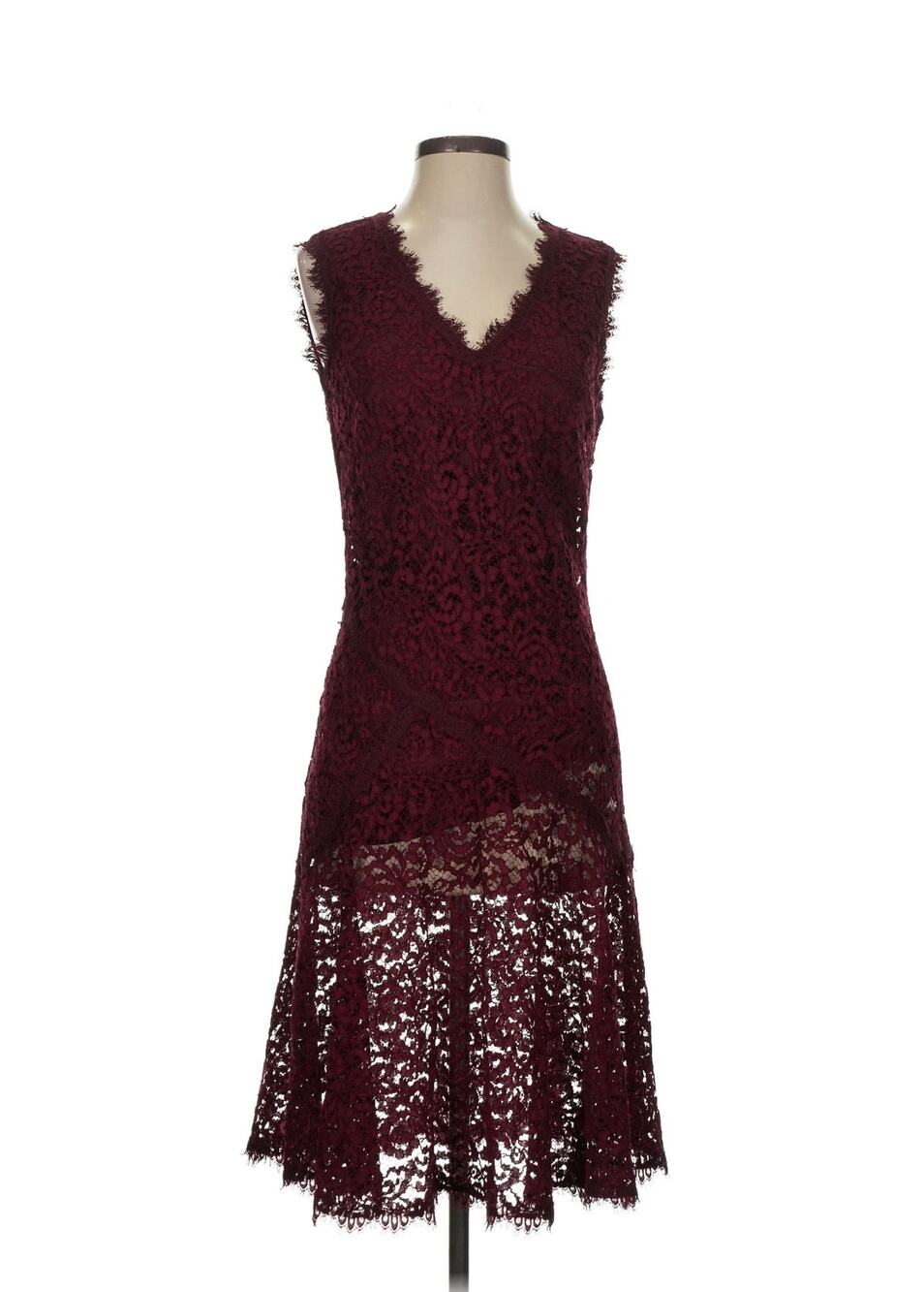 Tory Burch SZ 4 Burgundy V Neck Sleeveless Cocktail Dress
